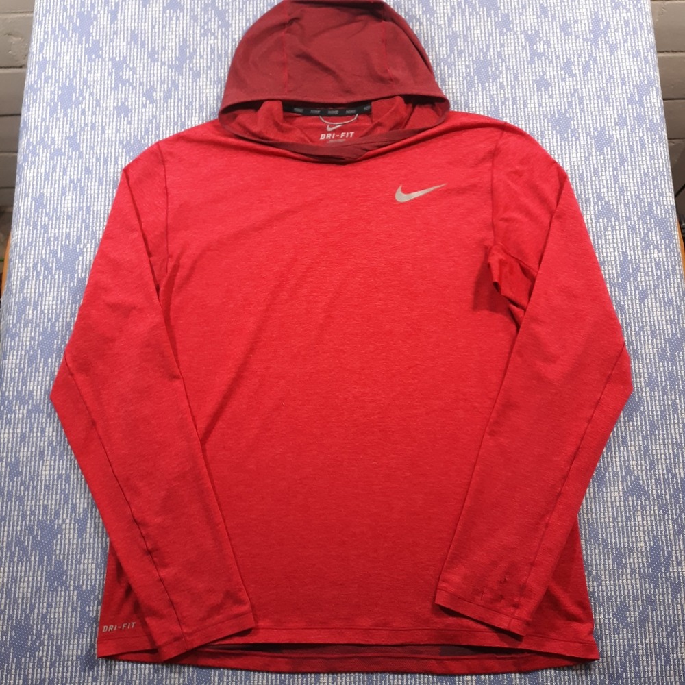 Nike Dri-Fit Hoodie Mens XL Red Pullover Breathable Lightweight Performance
